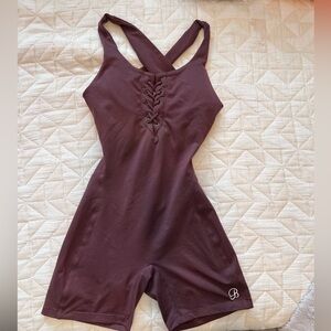 Bombshell Sportswear Burgundy Lace-Up Romper